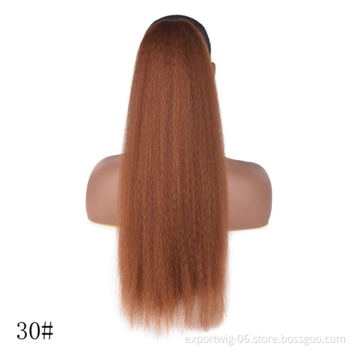 Drawstring Ponytail Hair Extension 22 Inch Synthetic Clip In Afro Kinky Straight Ponytail Hairpieces With Elastic Band Comb